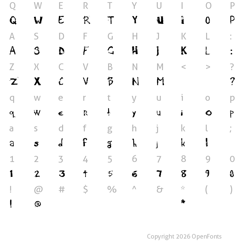 Character Map of Potato Press Regular