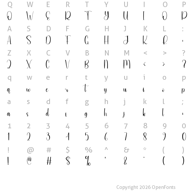 Character Map of Pottery Regular