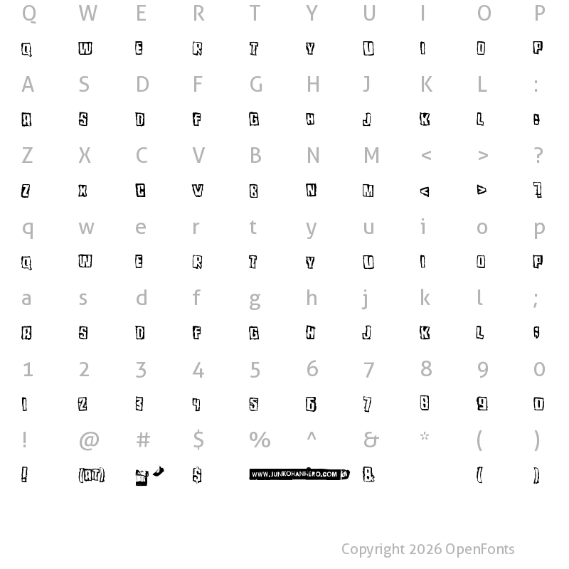 Character Map of Pozofour Regular