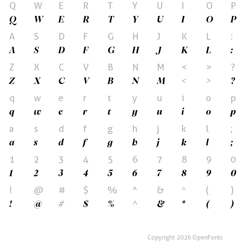 Character Map of PP Pangaia Bold Italic