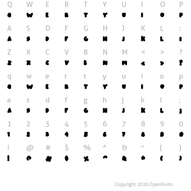 Character Map of prabowow Regular