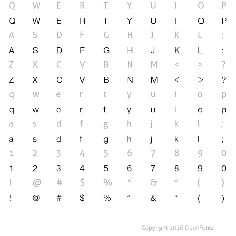 Character Map of Pragmatica Light