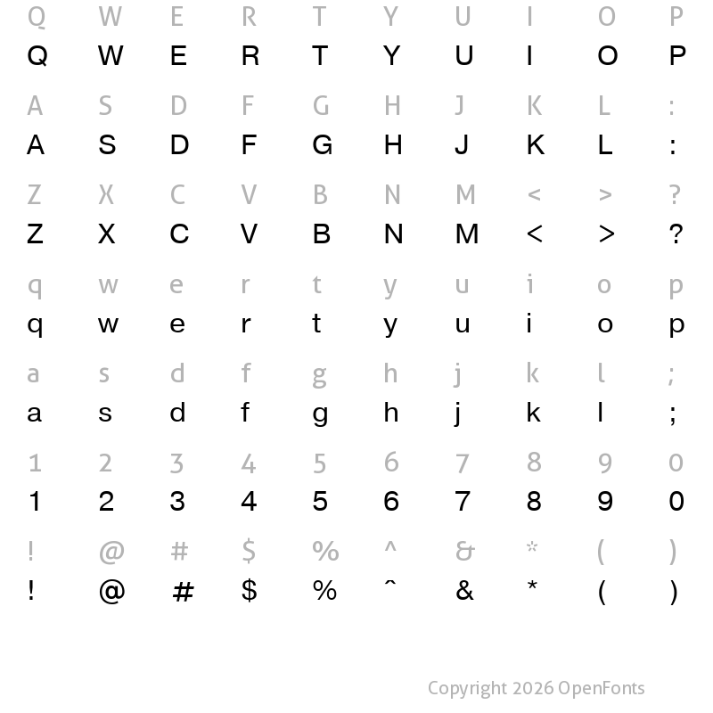 Character Map of Pragmatica Regular
