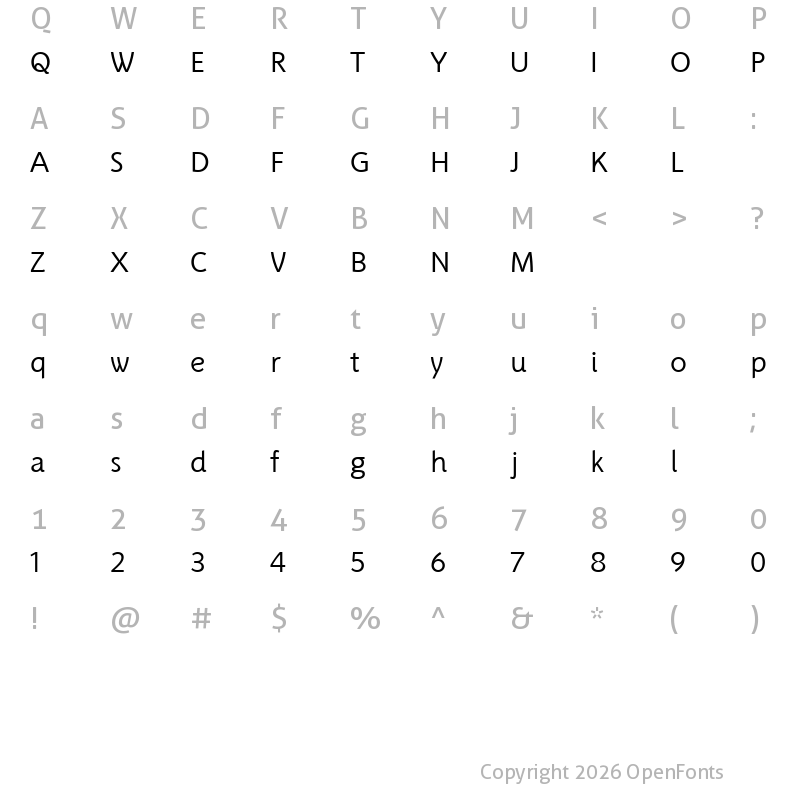 Character Map of Pragnea Demo Regular