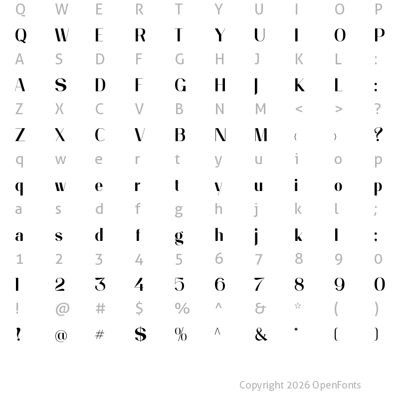 Character Map of Prague Regular