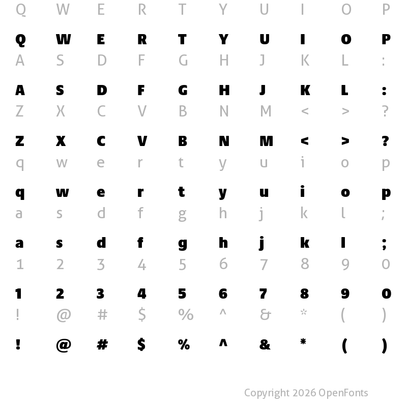 Character Map of Praxis Next Ultra Condensed