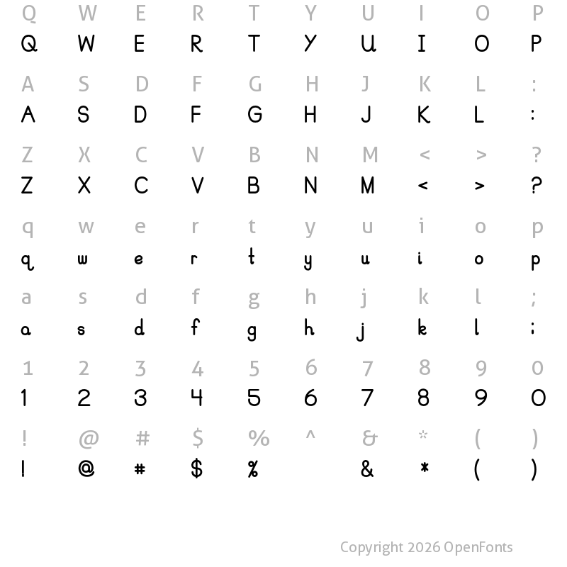 Character Map of PreCursive OFL Bold