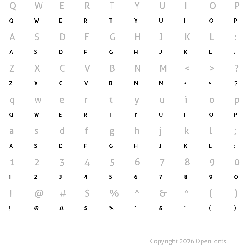 Character Map of Premier Sans Regular