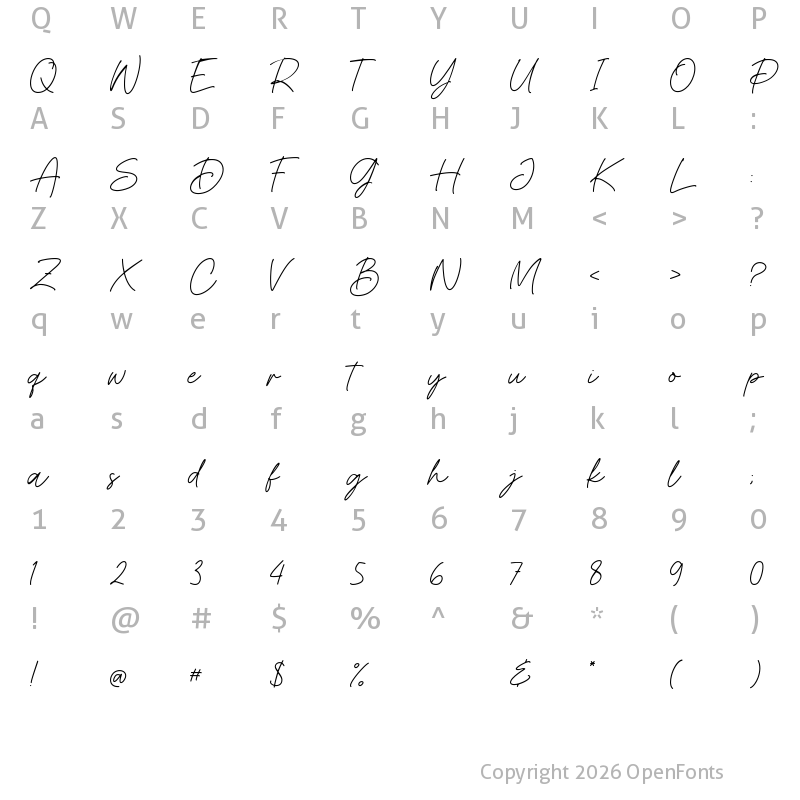 Character Map of Present Anthem Regular