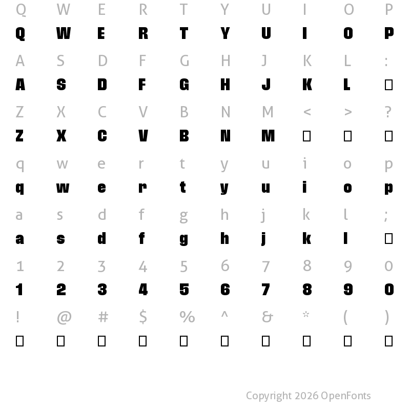 Character Map of Pressio TEST No. 55 Black