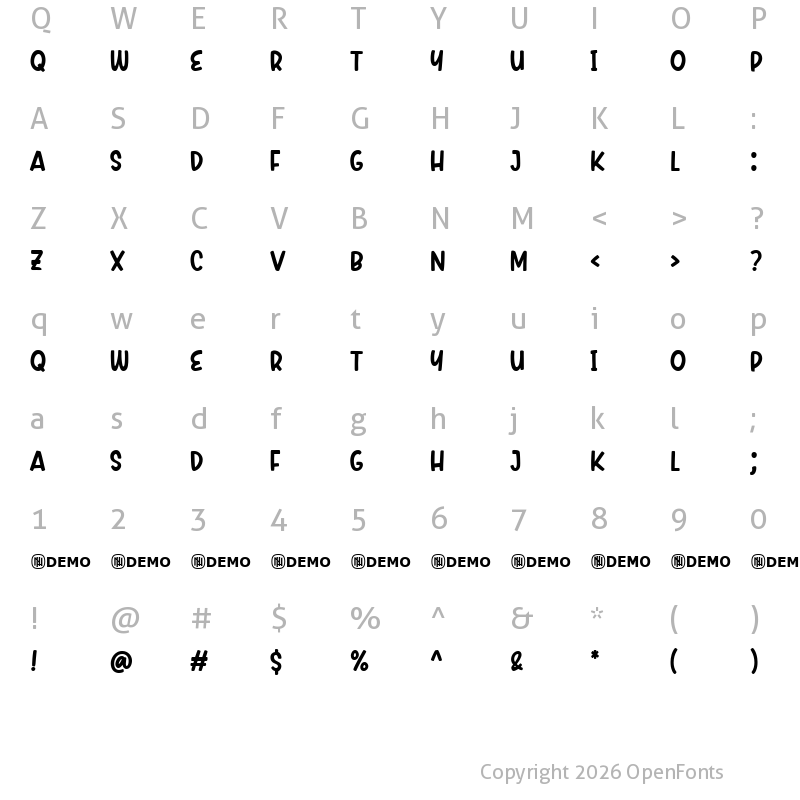 Character Map of Pretty Salmon Regular
