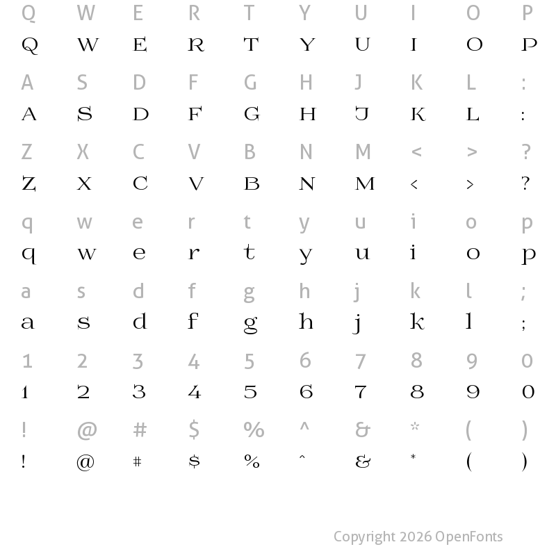 Character Map of Prida01 Regular