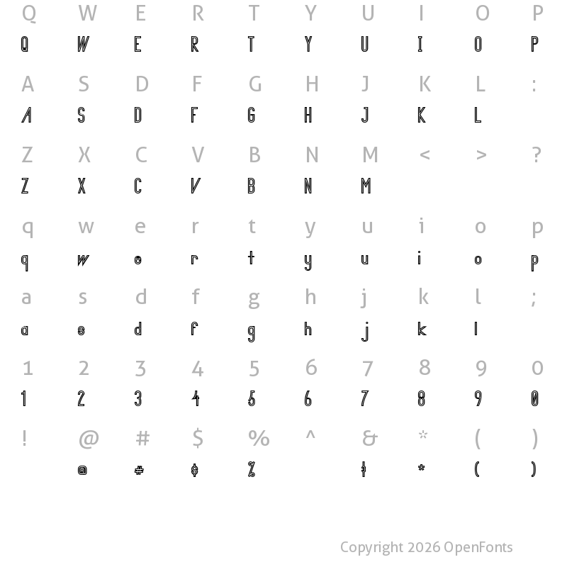 Character Map of Primadona Vintage Regular