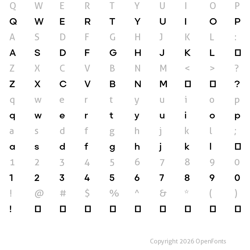 Character Map of Primeform Pro Demo SemiBold