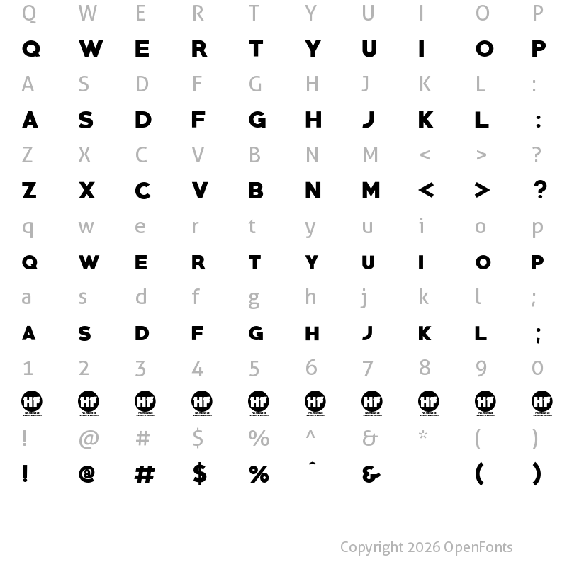 Character Map of PRIMETIME Regular