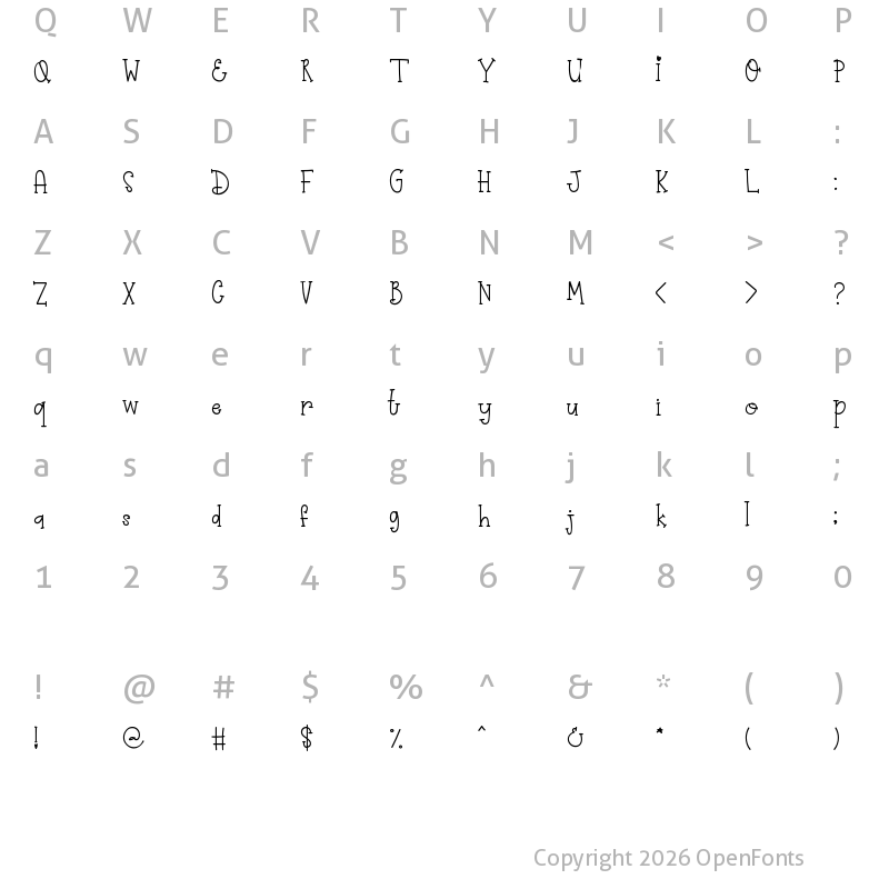 Character Map of Primrose Regular