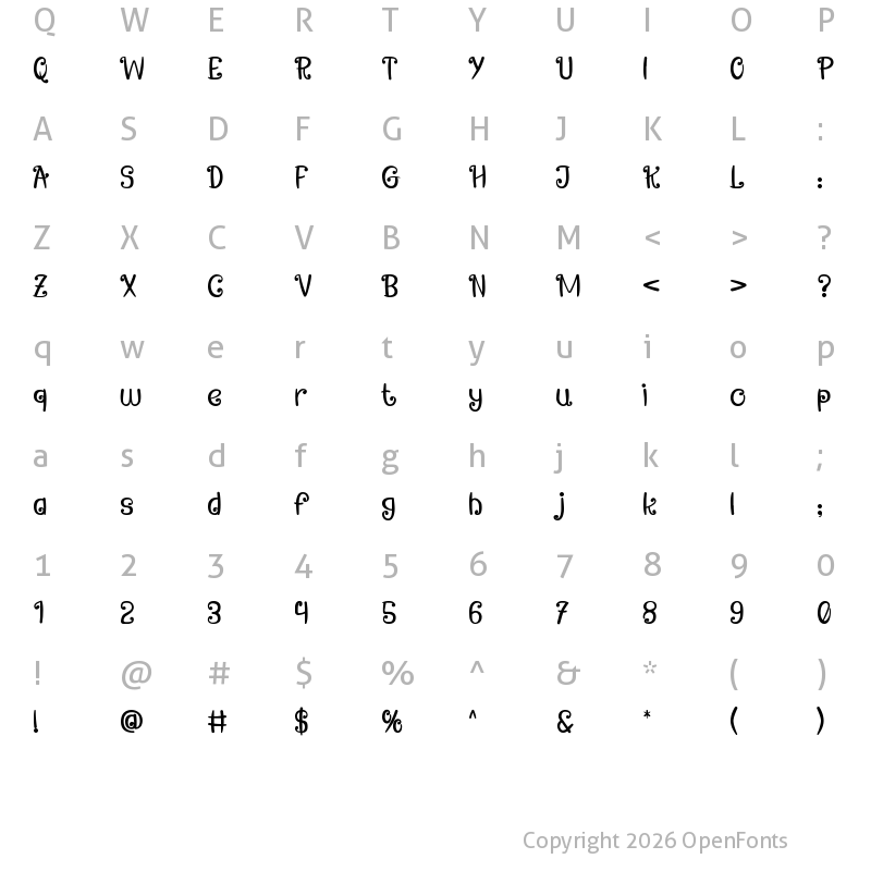 Character Map of Princess Anna Regular