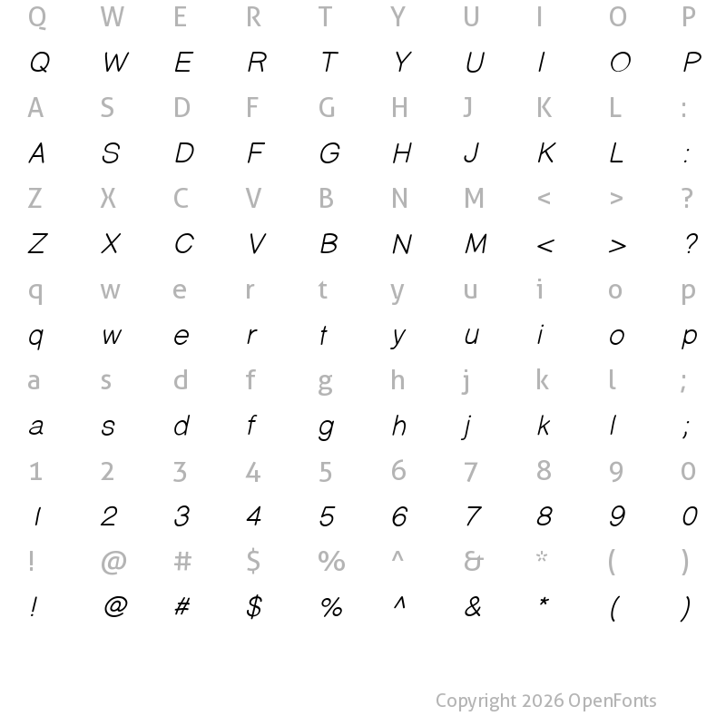 Character Map of PrinsesstartaDEMO MediumItalic
