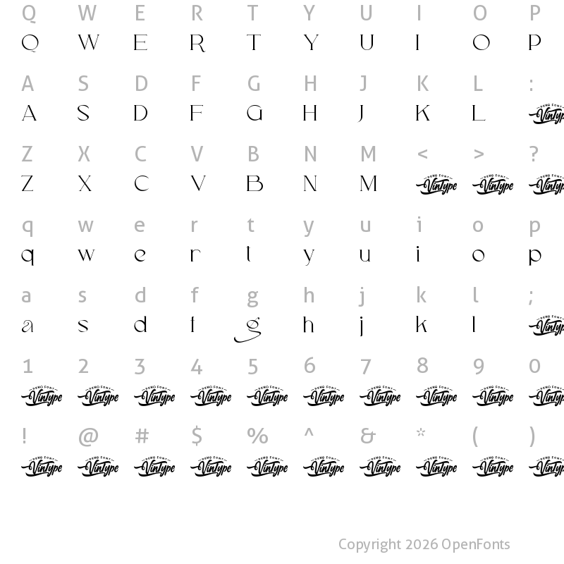 Character Map of PrivilegedElite Demo Regular