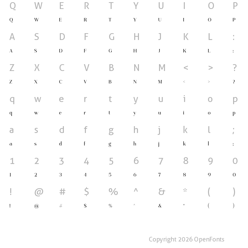Character Map of Priyati Regular
