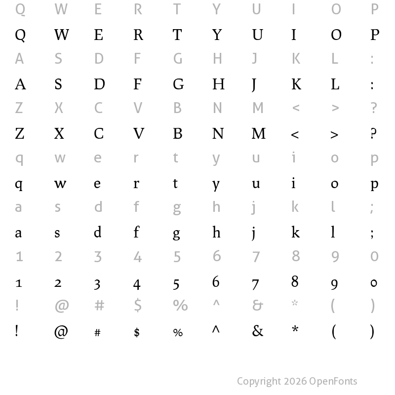 Character Map of Prociono Regular