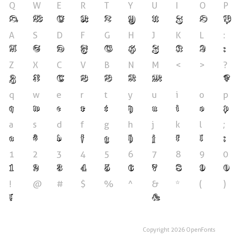 Character Map of Proclamate Ribbon Heavy