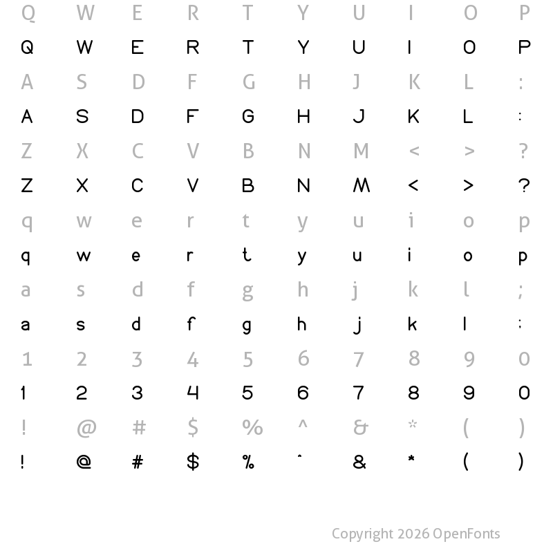 Character Map of Proffesional Edition Regular