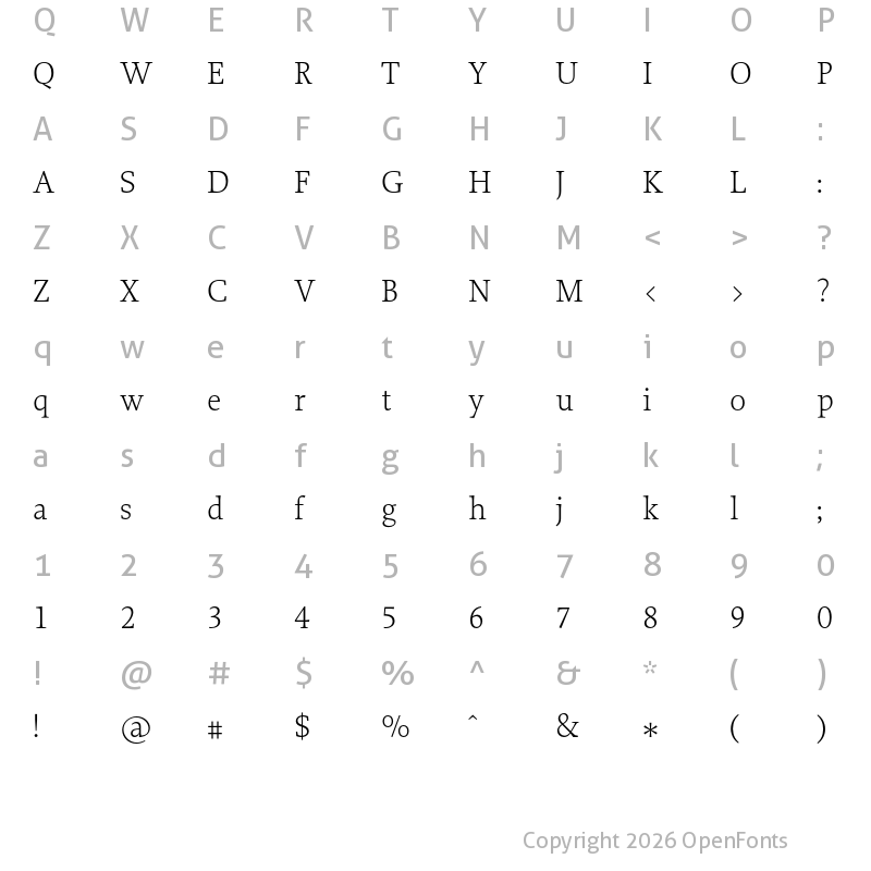 Character Map of Proforma Light