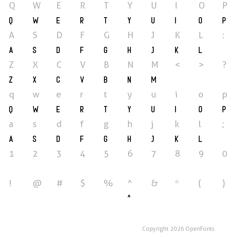 Character Map of Progtice Regular