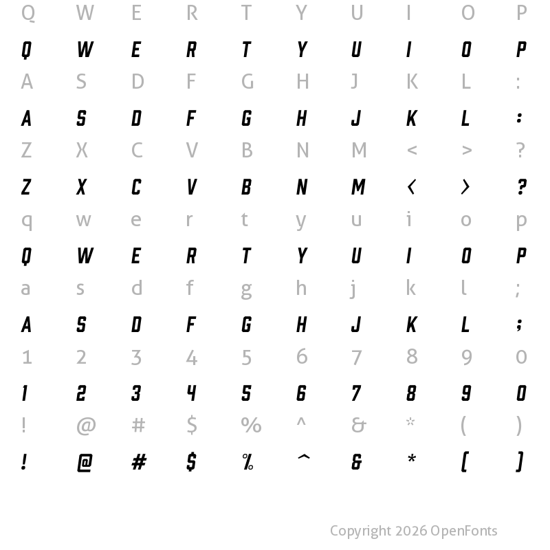 Character Map of Prohibition Oblique