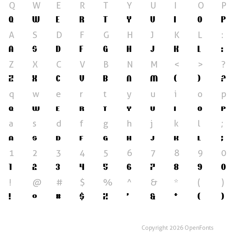Character Map of Projectionist Regular