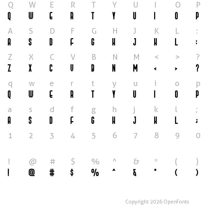 Character Map of Prosa GT Bold