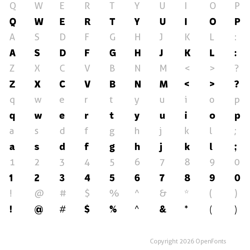 Character Map of Prostir sans Display Heavy