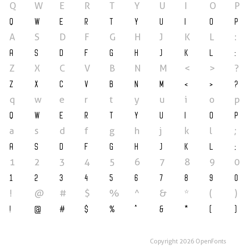 Character Map of Protique Medium