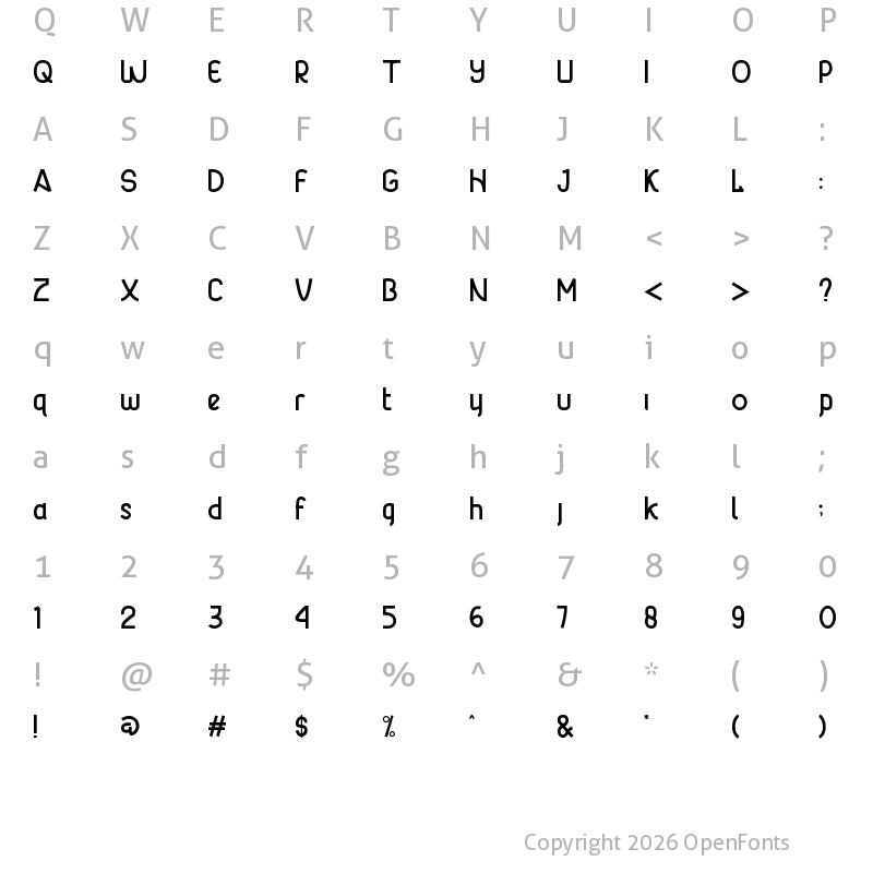 Character Map of Proudly Regular