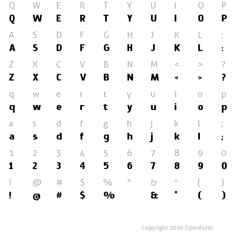 Character Map of Prox Bold