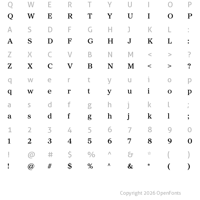 Character Map of Proxima Sera Medium