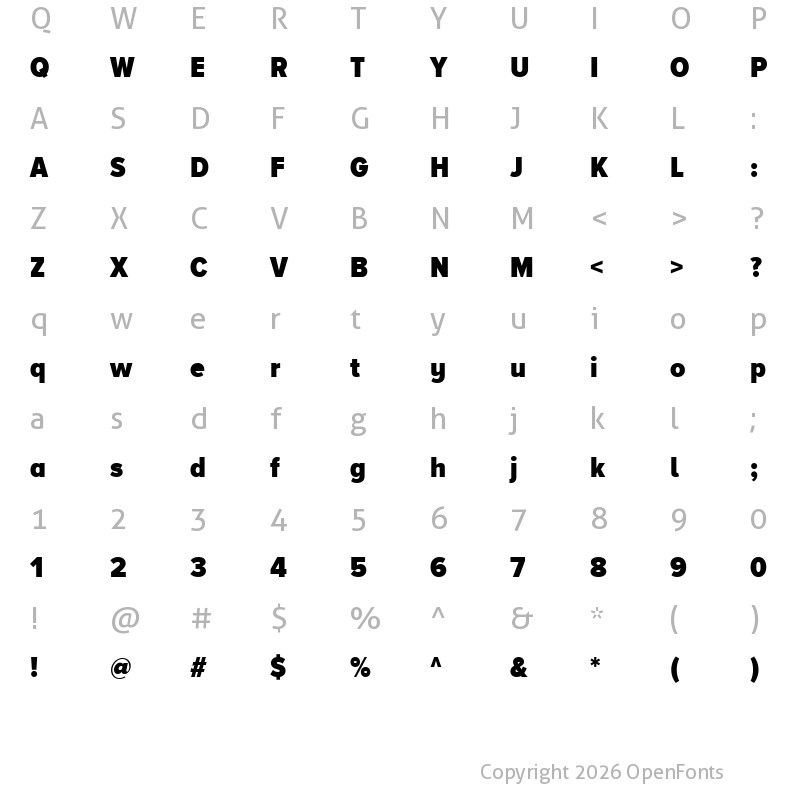 Character Map of ProximaNovaACondensedW01-Blk Regular