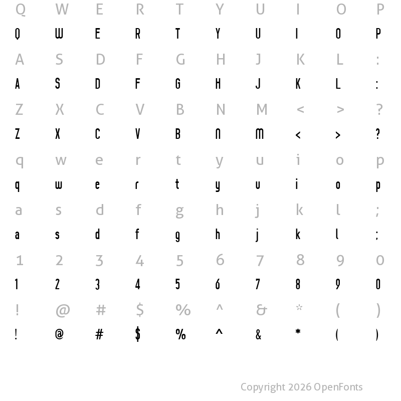 Character Map of Prozak Regular