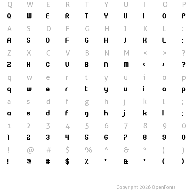 Character Map of Pseudonumb Regular