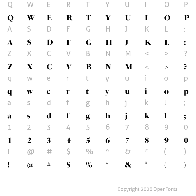 Character Map of PSFournier Std Grand Heavy