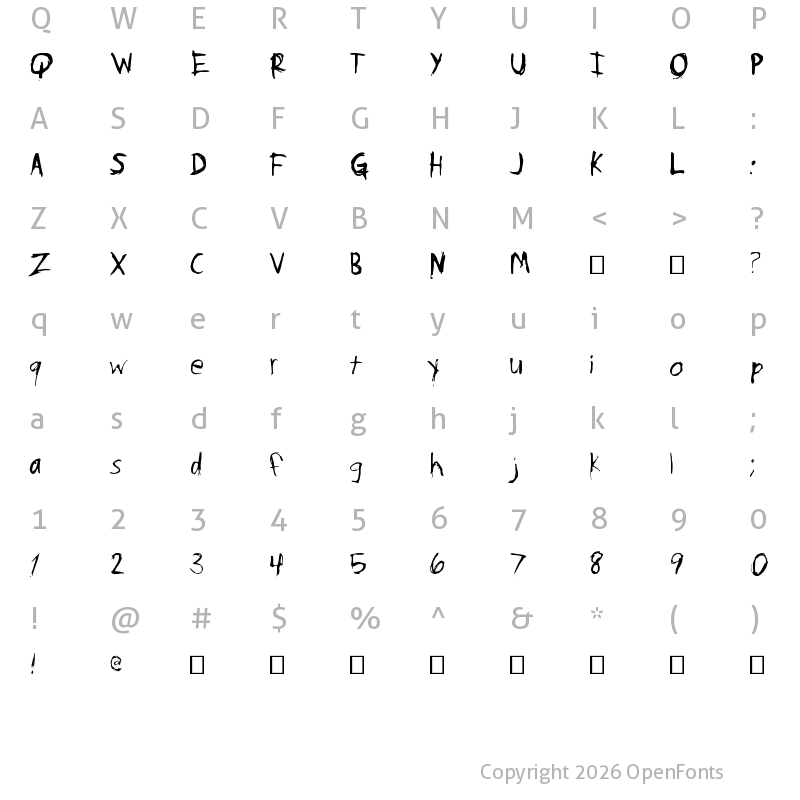 Character Map of Psycho Poetry Regular