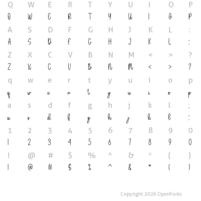 Character Map of Pudding Caramel Regular
