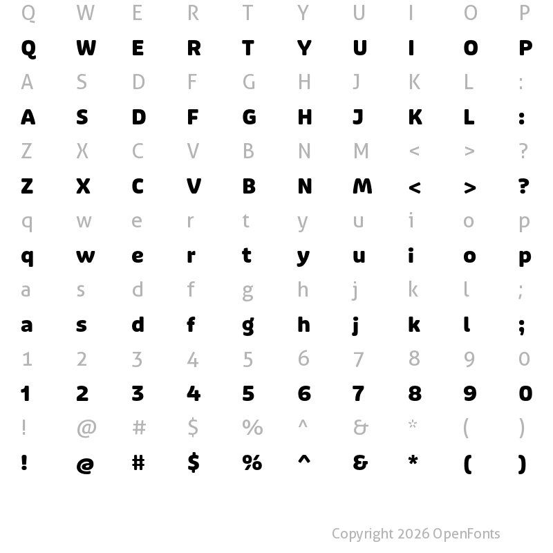 Character Map of Puffin Display Soft ExtraBold