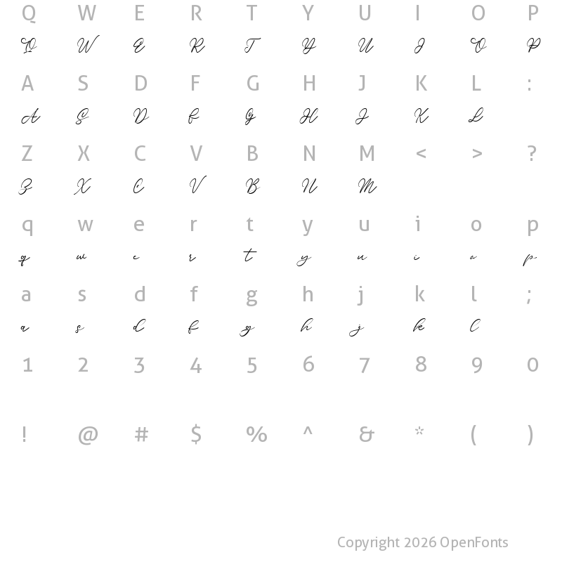 Character Map of Pugiline Regular