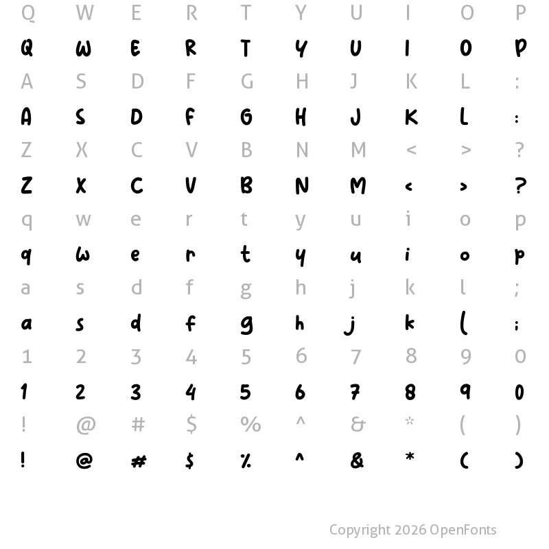 Character Map of Pulang Regular