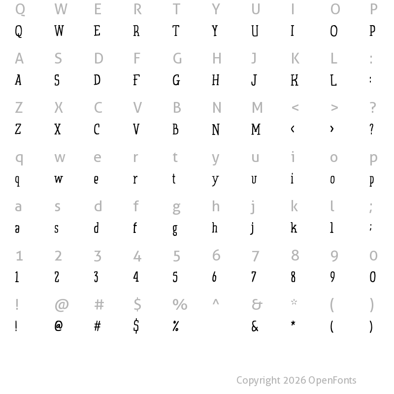 Character Map of PUMPQEEN Regular