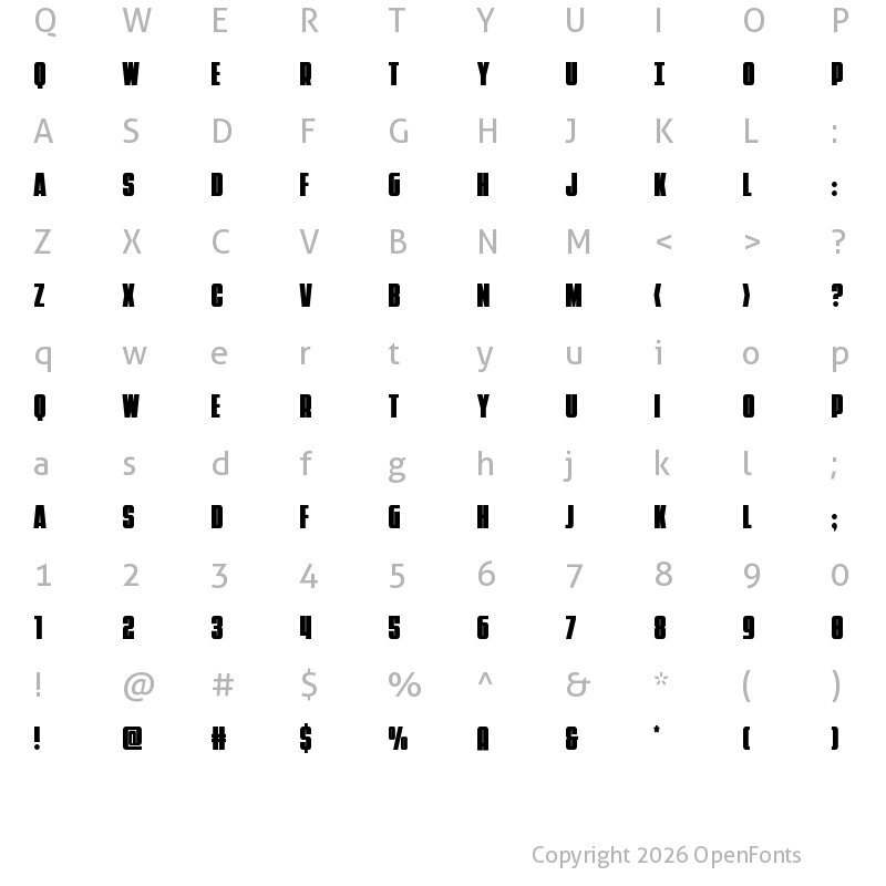 Character Map of Punch Condensed Regular