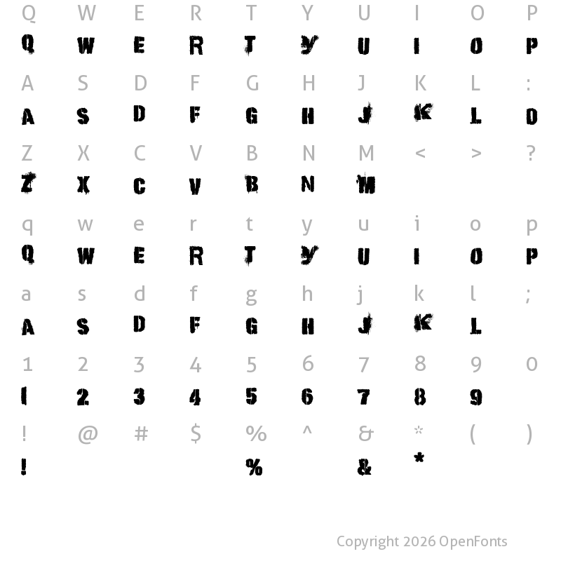 Character Map of Punk Kid Regular