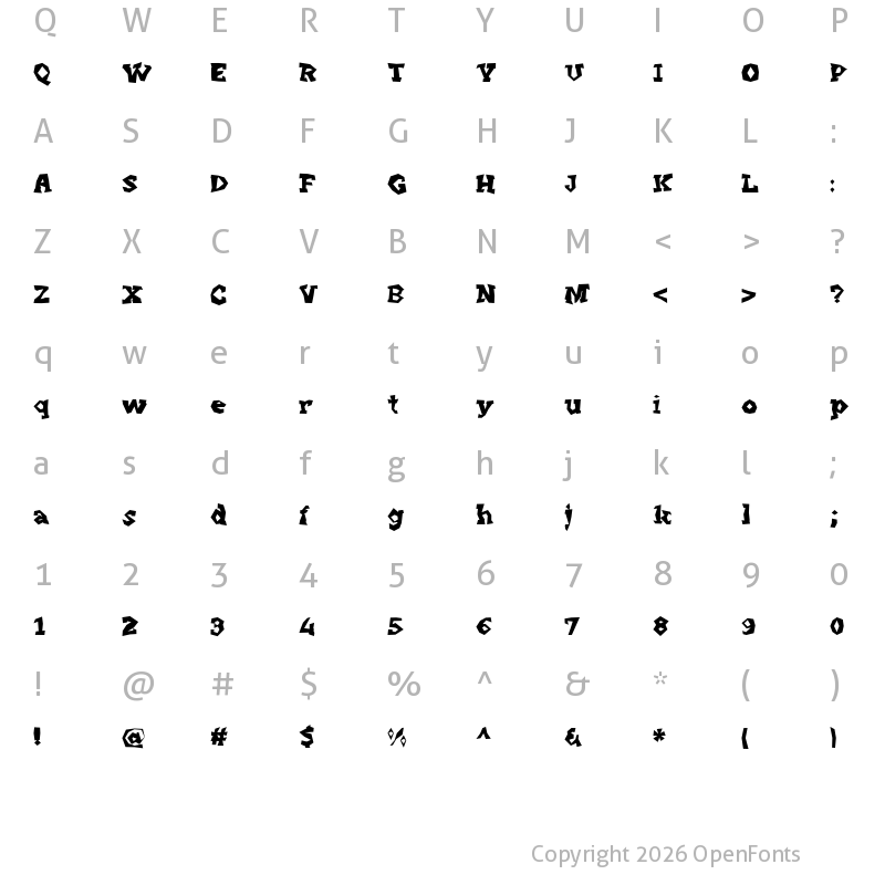 Character Map of Punk Vibes Regular